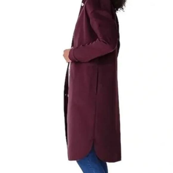 J. Jill Pure Jill Fleece Button Up Sweater Coat Burgundy Wine Size M Medium - Picture 3 of 9